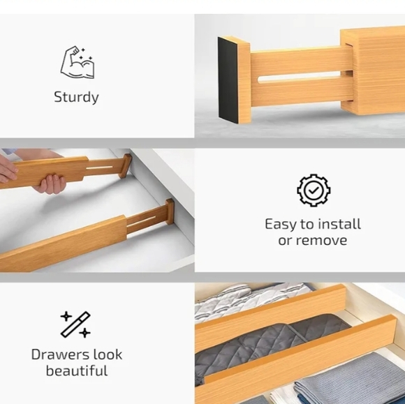 Bambüsi Organic Bamboo 4 Pack Drawer Divider - Picture 2 of 5